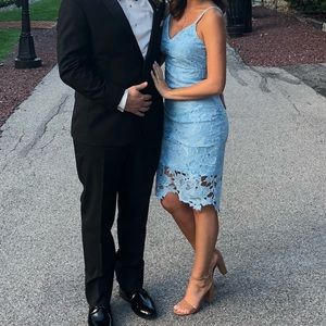 Blue lace boohoo dress